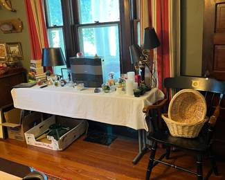 Baskets. Chairs. Lamps.
