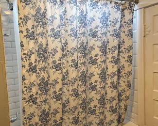 Floral shower curtain.