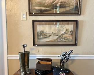 Wall decor. Boot lamps.
