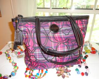 Coach Jewel Tone Poppy Tartan Plaid Tote Bag