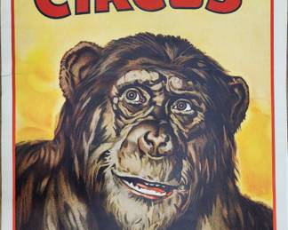 Original 1940s Cole Bros. Circus Poster featuring Betty Lou from Tarzan.