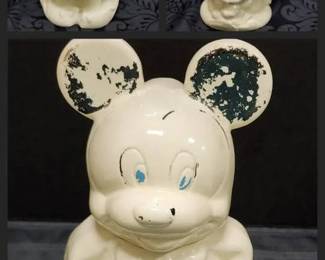 Double sided Walt Disney pottery cookie jar