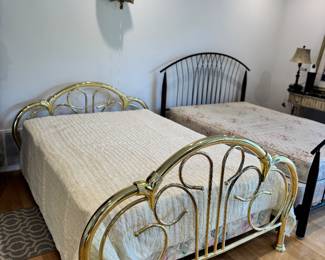 Full sized brass bed frame. Comes with mattress & box spring