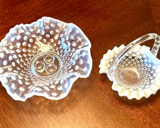 Fenton Hobnail Bowl and Basket