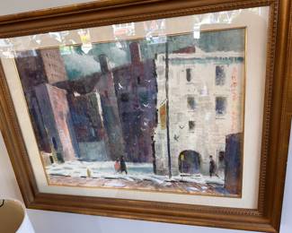 Ralph Avery “In the City” original watercolor painting, American, 1906-1976