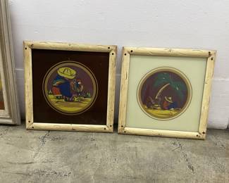 1930s 1940s reverse painted glass