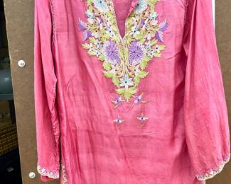 hand-embroidered silk top