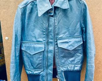 Blue leather jacket made in France