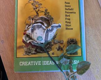 Money folding book w/ rose