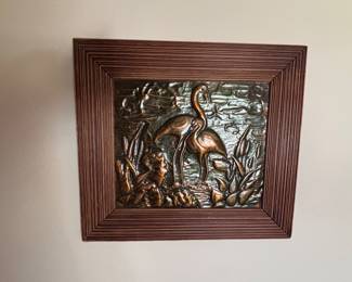 1950’s copper framed flamingos