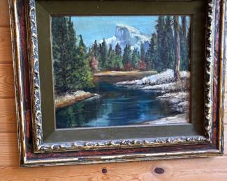 Oil painting mountain stream