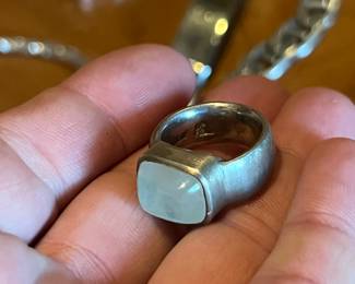 Think this is moon stone but really not sure… definitely a high end artisan piece but not certain about the stone… if you know; reach out!