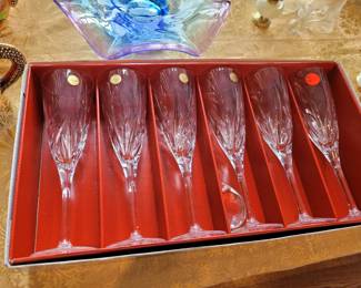 Set of crystal Champagne stemware