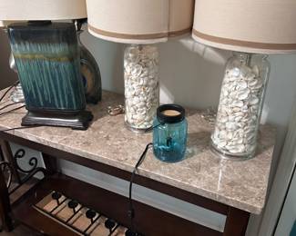 Sofa table with marble top. 