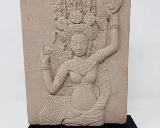 81 ArtisansAngkorSandstoneApsaraPlaquewStandCambodia