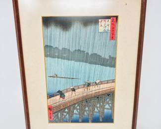 16 HiroshigeSuddenShoweratOhashiBridgeJapaneseWoodblockPrint