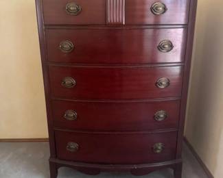 108 CherryBowFrontTallboyDresserTraditionalStylewOvalPulls