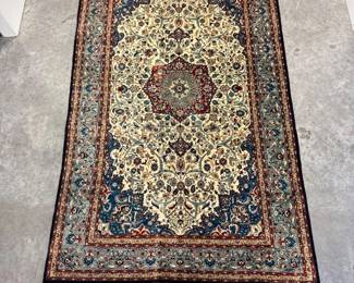 58 HandKnottedSilkRugFloralMedallionPatternUnused