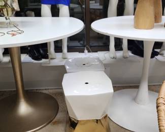 Tulip tables. Gold base $70. White, $45
