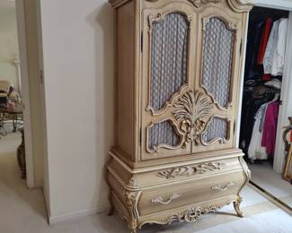 Lovely solid wood armoire with matching night stands