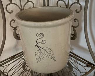 Antique #2 birch leaf Redwing Crock