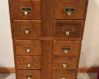 Antique Library card catalogue 3 stacking pieces