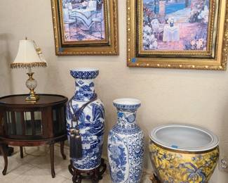 Asian pots/small library table
