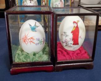 Vintage Chinese hand painted eggs