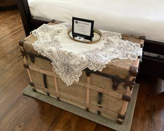 Large flat top steamer trunk