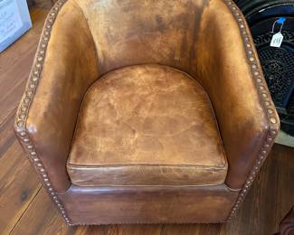 Barrel leather chairs - pair