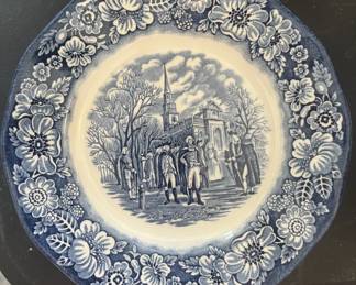 Liberty Blue China - Washington leaving Christ Church | Salad plate