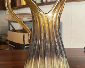1970s Flavio Poli Murano Italy Green Blown Glass Pitcher