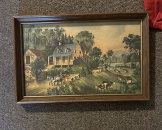 Currier & Ives Painting Reproduction - 2pc