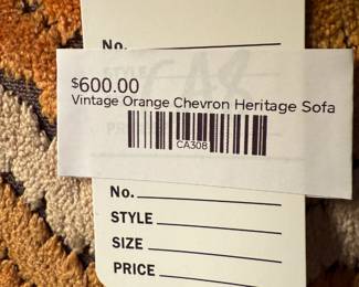 Vintage Orange Chevron Heritage Sofa