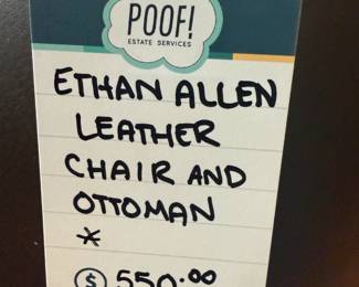 Ethan Allen Leather Chair and Ottoman