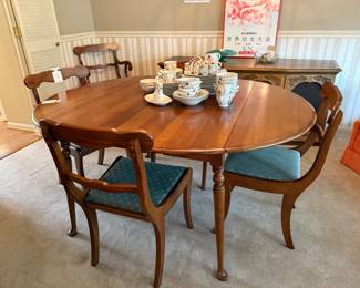 Drexel Cherry Dining Table, Antique Dining Chairs