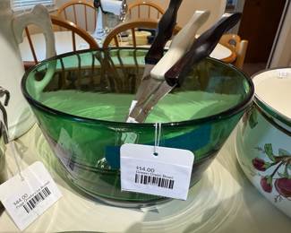 Green Glass Bowl, Fuga Orrefors Ice Bucket