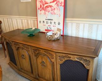 Buffet Table, Etched Decorative Uranium Glass