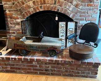 VINTAGE CHILDS PEDDLE CAR AND RAILROAD CONDUCTORS SEAT