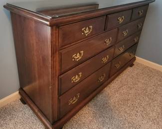 PRESALE ITEMS-ALL GLASS TOP PROTECTED-QUEEN ANNE STYLE DRESSER AND MIRROR $150, TWO QUEEN ANNE NIGHT STANDS $50 EACH, CHEST OF DRAWERS $100- $350 TOTAL IF YOU PURCHASE ALL  FOUR ITEMS(AVAILABLE FOR SEPARATE PURCHASE AS WELL)