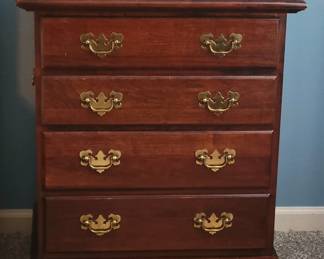 PRESALE ITEMS-ALL GLASS TOP PROTECTED-QUEEN ANNE STYLE DRESSER AND MIRROR $150, TWO QUEEN ANNE NIGHT STANDS $50 EACH, CHEST OF DRAWERS $100- $350 TOTAL IF YOU PURCHASE ALL  FOUR ITEMS(AVAILABLE FOR SEPARATE PURCHASE AS WELL)