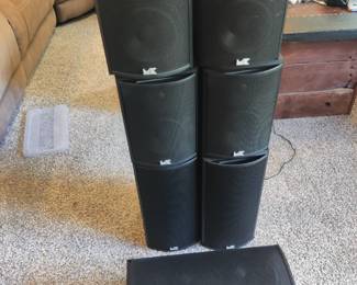 7 SPEAKERS & SUBWOOFER  FOR $500($100 DISCOUNTED ALREADY FOR DAMAGE TO FRONT OUT COVERING OF SUBWOOFER-NOT PICTURED IN THIS PIC).&nbsp;