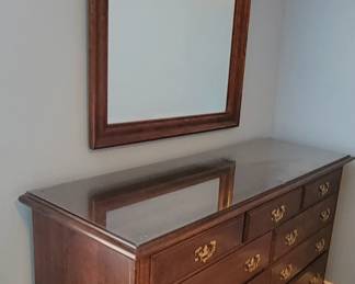 PRESALE ITEMS-ALL GLASS TOP PROTECTED-QUEEN ANNE STYLE DRESSER AND MIRROR $150, TWO QUEEN ANNE NIGHT STANDS $50 EACH, CHEST OF DRAWERS $100- $350 TOTAL IF YOU PURCHASE ALL  FOUR ITEMS(AVAILABLE FOR SEPARATE PURCHASE AS WELL)
