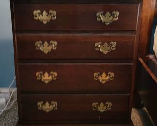 PRESALE ITEMS-ALL GLASS TOP PROTECTED-QUEEN ANNE STYLE DRESSER AND MIRROR $150, TWO QUEEN ANNE NIGHT STANDS $50 EACH, CHEST OF DRAWERS $100- $350 TOTAL IF YOU PURCHASE ALL  FOUR ITEMS(AVAILABLE FOR SEPARATE PURCHASE AS WELL)