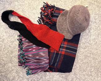 Hand Knit Cap, Scarf and Throw