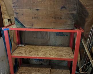 Metal Tool Cart, and Vintage Crate