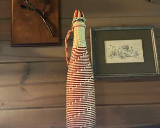 Metal rose, bottle decor