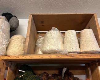 Yarn Spools and Vintage Crate