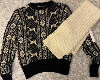 Hand Knit Sweater, and Scarf