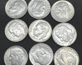 (9) Uncirculated Roosevelt Silver Dimes